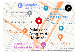 Map showing the Palais des Congrès de Montréal